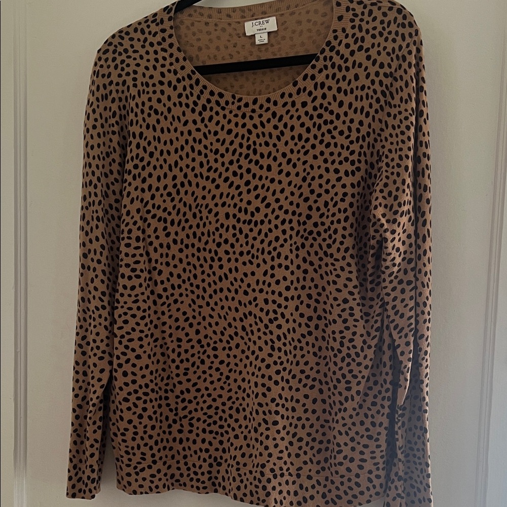 J. Crew Tan and Black Spotted sweater